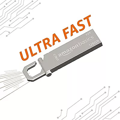 Amazon Basics 128 GB USB 2.0 Pen Drive |Flash Drive | with Key Ring (Metal) Amazon Basics 128 GB USB 2.0 Pen Drive |Flash Drive | with Key Ring (Metal)