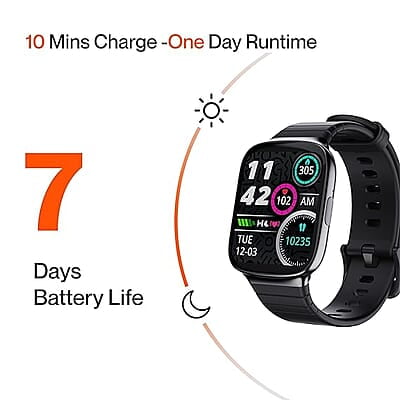 Ambrane Edge Smartwatch with 500 Nits Brightness (4.2cm) Full-Touch LucidDisplay™, Real-Time Health Monitoring, SpO2, Heart Rate, Stress Tracking, Multiple Sports Modes & 7-Day Battery (Raven Black) Ambrane Edge Smartwatch with 500 Nits Brightness (4.2cm) Full-Touch LucidDisplay™, Real-Time Health Monitoring, SpO2, Heart Rate, Stress Tracking, Multiple Sports Modes & 7-Day Battery (Raven Black)