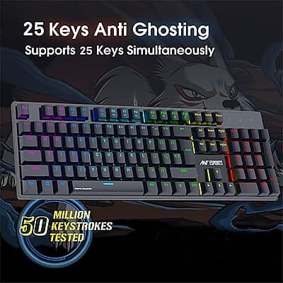 Ant Esports MK3400 V3 Pro Mechanical Gaming Keyboard, RGB 104 Keys Ultra-Slim LED Backlit USB Wired Keyboard with Blue Switch, Durable Keycaps/Anti-Ghosting/Spill-Resistant Mechanical Keyboard for PC Ant Esports MK3400 V3 Pro Mechanical Gaming Keyboard, RGB 104 Keys Ultra-Slim LED Backlit USB Wired Keyboard with Blue Switch, Durable Keycaps/Anti-Ghosting/Spill-Resistant Mechanical Keyboard for PC