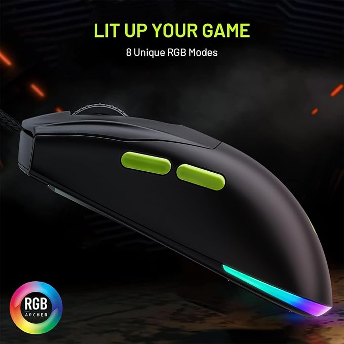 Archer Tech Lab Recurve 600 Wireless Gaming Mouse, Three Mode Connectivity (2.4G/Bluetooth/Wired), Adjustable 10000 DPI and 7 Buttons, 8 RGB Modes, Pi Archer Tech Lab Recurve 600 Wireless Gaming Mouse, Three Mode Connectivity (2.4G/Bluetooth/Wired), Adjustable 10000 DPI and 7 Buttons, 8 RGB Modes, Pi