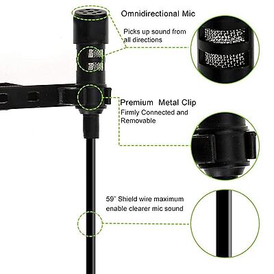 Clip-On Lapel Collar Mic – Dynamic 3.5mm Microphone for Clear Voice Recording – Ideal for YouTube, Interviews and Vlogging –Universal Compatibility with Smartphones, PCs, & Laptops Clip-On Lapel Collar Mic – Dynamic 3.5mm Microphone for Clear Voice Recording – Ideal for YouTube, Interviews and Vlogging –Universal Compatibility with Smartphones, PCs, & Laptops