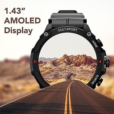 cult.sport Ranger XR 1.43" AMOLED Smartwatch,Outdoor Rugged Smartwatch for Men, 850 NITS, Always On Display, Bluetooth Calling, 420mAh Battery, Sports cult.sport Ranger XR 1.43" AMOLED Smartwatch,Outdoor Rugged Smartwatch for Men, 850 NITS, Always On Display, Bluetooth Calling, 420mAh Battery, Sports