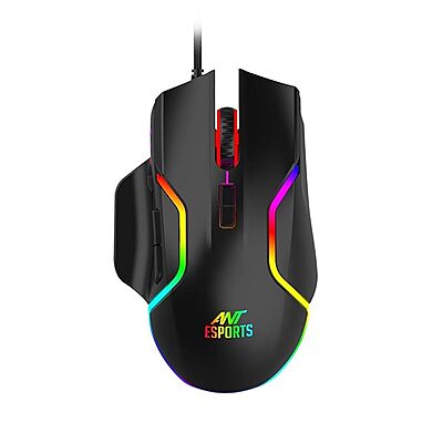 Ant Esports GM320 RGB Optical Wired Gaming Mouse | 8 Programmable Buttons | 12800 DPI I Ergonomic Design with Braided Cable - Black Ant Esports GM320 RGB Optical Wired Gaming Mouse | 8 Programmable Buttons | 12800 DPI I Ergonomic Design with Braided Cable - Black