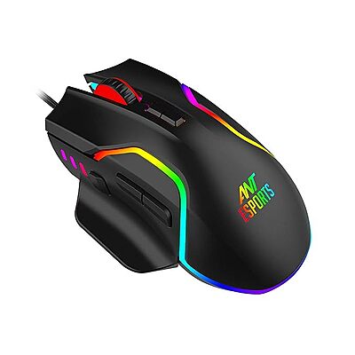 Ant Esports GM320 RGB Optical Wired Gaming Mouse | 8 Programmable Buttons | 12800 DPI I Ergonomic Design with Braided Cable - Black Ant Esports GM320 RGB Optical Wired Gaming Mouse | 8 Programmable Buttons | 12800 DPI I Ergonomic Design with Braided Cable - Black