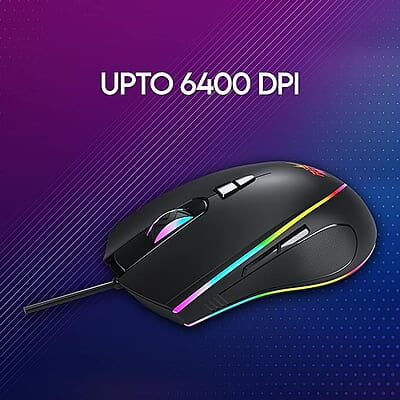 Redgear A-17 Gaming Mouse with Upto 6400 DPI, RGB Lighting and Braided Cable(Black) Redgear A-17 Gaming Mouse with Upto 6400 DPI, RGB Lighting and Braided Cable(Black)