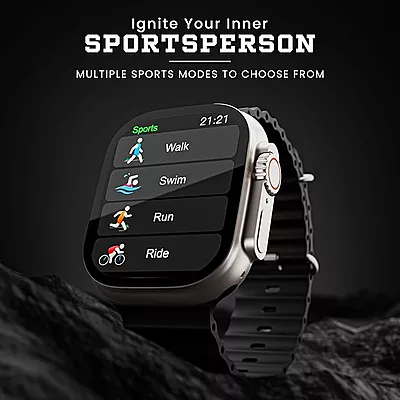 HAMMER Ultra Classic 2.01" Always on Display, Bluetooth Calling Smart Watch, Wireless Charging, 1 Extra Strap, Raise to Wake, in-Built Games HAMMER Ultra Classic 2.01" Always on Display, Bluetooth Calling Smart Watch, Wireless Charging, 1 Extra Strap, Raise to Wake, in-Built Games