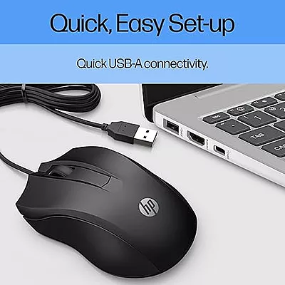 HP Wired Mouse 100 with 1600 DPI Optical Sensor, USB Plug-and -Play,ambidextrous Design, Built-in Scrolling and 3 Handy Buttons. 3-Years Warranty HP Wired Mouse 100 with 1600 DPI Optical Sensor, USB Plug-and -Play,ambidextrous Design, Built-in Scrolling and 3 Handy Buttons. 3-Years Warranty