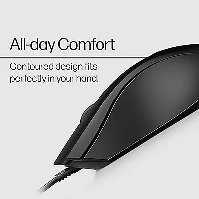 HP Wired Mouse 100 with 1600 DPI Optical Sensor, USB Plug-and -Play,ambidextrous Design, Built-in Scrolling and 3 Handy Buttons. 3-Years Warranty HP Wired Mouse 100 with 1600 DPI Optical Sensor, USB Plug-and -Play,ambidextrous Design, Built-in Scrolling and 3 Handy Buttons. 3-Years Warranty