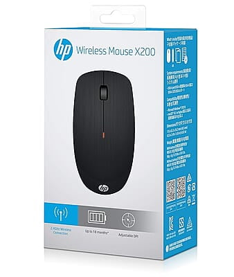 HP X200 Wireless Mouse with 2.4 GHz Wireless connectivity, Adjustable DPI up to 1600, ambidextrous Design, and 18-Month Long Battery Life. 3-Years War HP X200 Wireless Mouse with 2.4 GHz Wireless connectivity, Adjustable DPI up to 1600, ambidextrous Design, and 18-Month Long Battery Life. 3-Years War