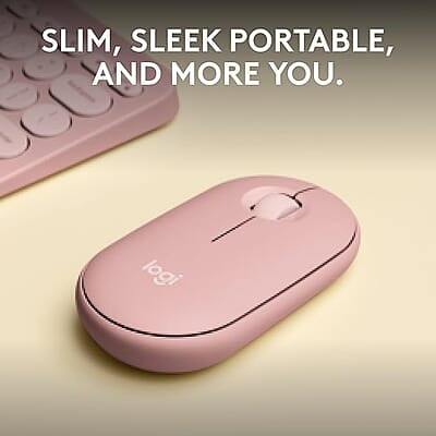 Logitech Pebble Mouse 2 M350s Slim Bluetooth Wireless Mouse, Portable, Lightweight, Customisable Button, Quiet Clicks, Easy-Switch for Windows, macOS Logitech Pebble Mouse 2 M350s Slim Bluetooth Wireless Mouse, Portable, Lightweight, Customisable Button, Quiet Clicks, Easy-Switch for Windows, macOS