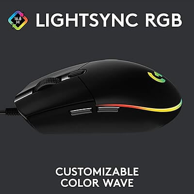 Logitech G102 USB Light Sync Gaming Mouse with Customizable RGB Lighting, 6 Programmable Buttons, Gaming Grade Sensor, 8K DPI Tracking, 16.8mn Color, Logitech G102 USB Light Sync Gaming Mouse with Customizable RGB Lighting, 6 Programmable Buttons, Gaming Grade Sensor, 8K DPI Tracking, 16.8mn Color,