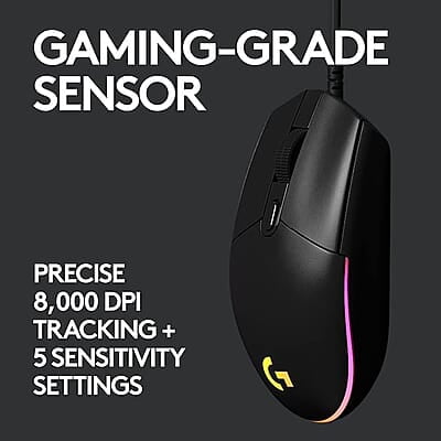 Logitech G102 USB Light Sync Gaming Mouse with Customizable RGB Lighting, 6 Programmable Buttons, Gaming Grade Sensor, 8K DPI Tracking, 16.8mn Color, Logitech G102 USB Light Sync Gaming Mouse with Customizable RGB Lighting, 6 Programmable Buttons, Gaming Grade Sensor, 8K DPI Tracking, 16.8mn Color,