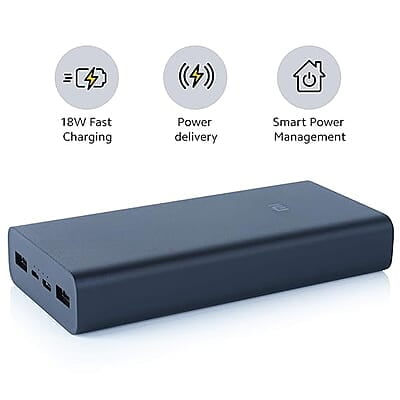 MI Power Bank 3i 20000mAh Lithium Polymer 18W Fast Power Delivery Charging | Input- Type C | Micro USB| Triple Output MI Power Bank 3i 20000mAh Lithium Polymer 18W Fast Power Delivery Charging | Input- Type C | Micro USB| Triple Output