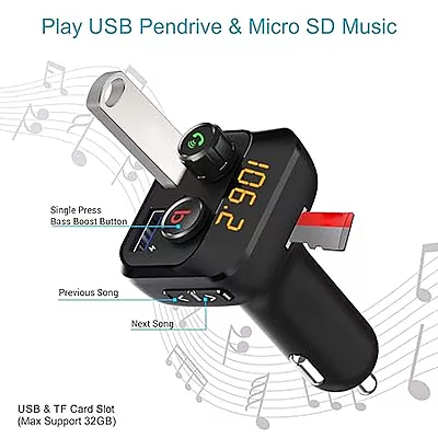 Portronics Auto 10 POR 320 Car Bluetooth Device with Car Charger (Black) Portronics Auto 10 POR 320 Car Bluetooth Device with Car Charger (Black)