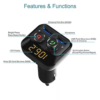 Portronics Auto 10 POR 320 Car Bluetooth Device with Car Charger (Black) Portronics Auto 10 POR 320 Car Bluetooth Device with Car Charger (Black)
