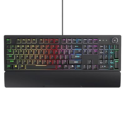Redgear Shadow Blade Mechanical Keyboard with Drive Customization, Spectrum LED Lights, Media Control Knob and Wrist Support (mk853) Redgear Shadow Blade Mechanical Keyboard with Drive Customization, Spectrum LED Lights, Media Control Knob and Wrist Support (mk853)