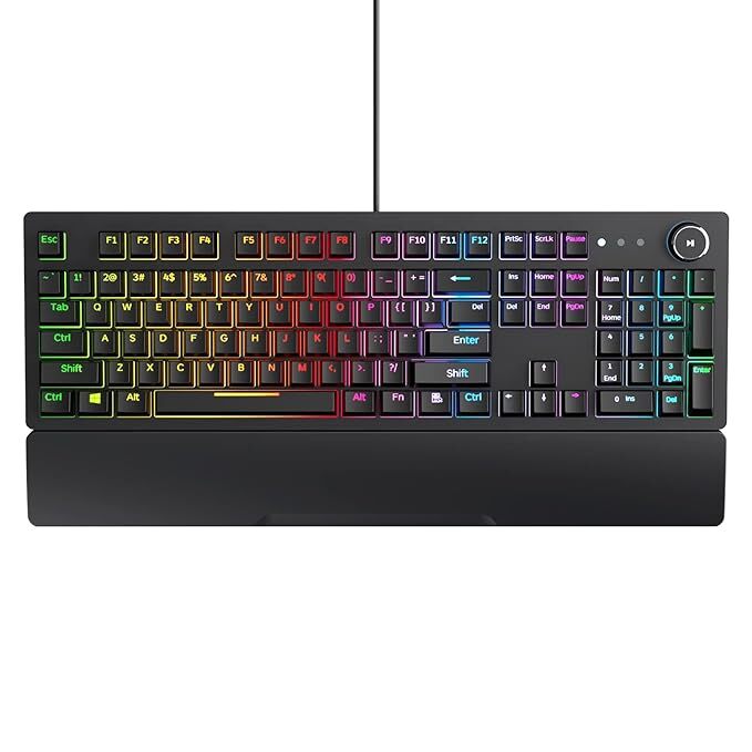 Redgear Shadow Blade Mechanical Keyboard with Drive Customization, Spectrum LED Lights, Media Control Knob and Wrist Support (mk853) Redgear Shadow Blade Mechanical Keyboard with Drive Customization, Spectrum LED Lights, Media Control Knob and Wrist Support (mk853)