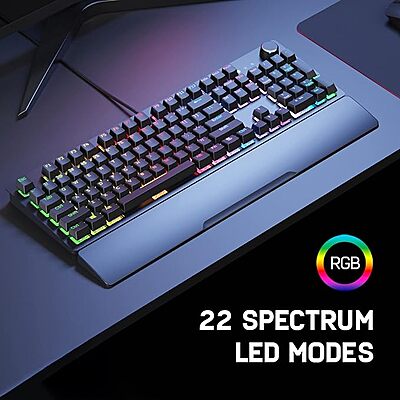 Redgear Shadow Blade Mechanical Keyboard with Drive Customization, Spectrum LED Lights, Media Control Knob and Wrist Support (mk853) Redgear Shadow Blade Mechanical Keyboard with Drive Customization, Spectrum LED Lights, Media Control Knob and Wrist Support (mk853)
