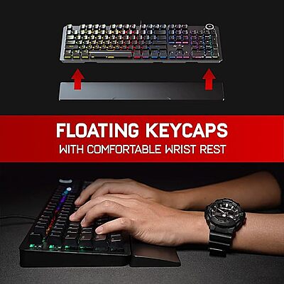 Redgear Shadow Blade Mechanical Keyboard with Drive Customization, Spectrum LED Lights, Media Control Knob and Wrist Support (mk853) Redgear Shadow Blade Mechanical Keyboard with Drive Customization, Spectrum LED Lights, Media Control Knob and Wrist Support (mk853)