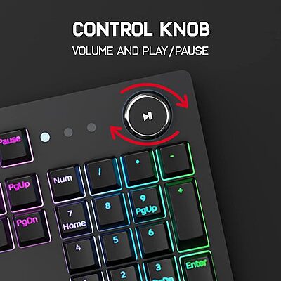 Redgear Shadow Blade Mechanical Keyboard with Drive Customization, Spectrum LED Lights, Media Control Knob and Wrist Support (mk853) Redgear Shadow Blade Mechanical Keyboard with Drive Customization, Spectrum LED Lights, Media Control Knob and Wrist Support (mk853)